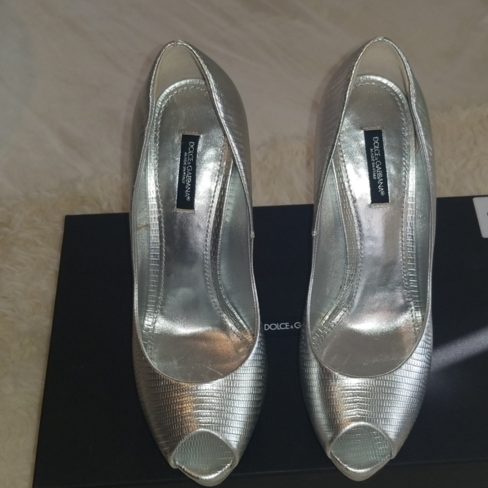 Nib peeptoe metallic Dolce & Gabbana heels sz39